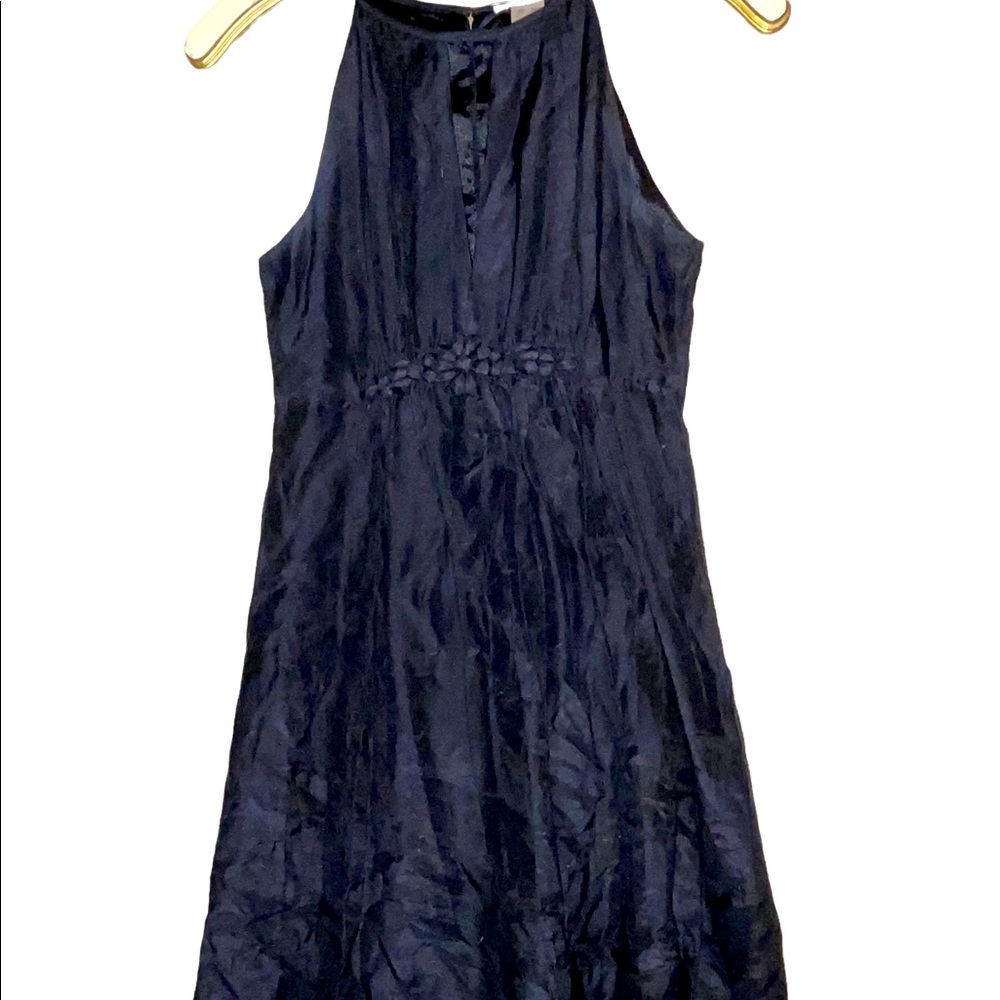 Black summer dress flower beaded detail